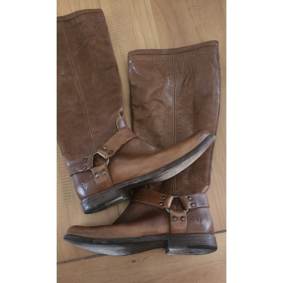 Frye Phillips Harness Tall Brown Boots - Picture 2 of 9